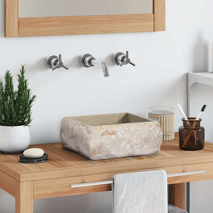 håndvask 30x30x13 cm marmor cremefarvet
