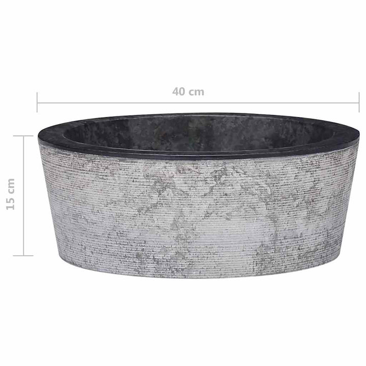 håndvask Ø40x15 cm marmor sort
