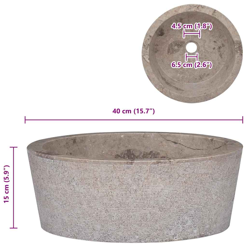 håndvask Ø40x15 cm marmor grå