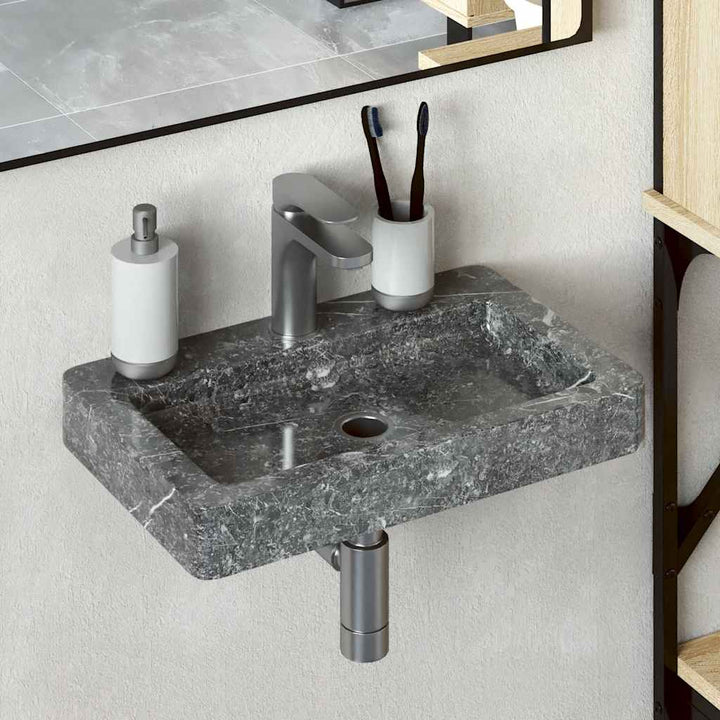 væghængt håndvask 38x24x6,5 cm marmor grå