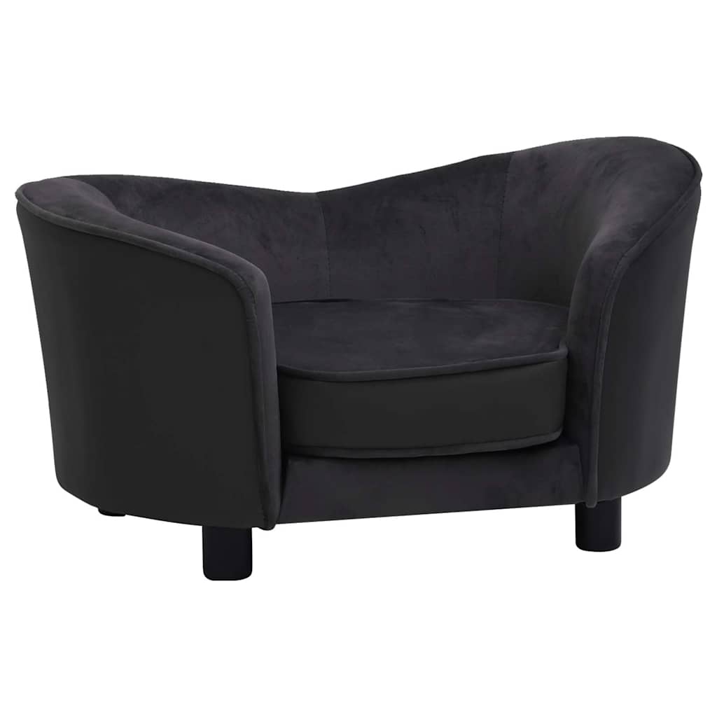 hundesofa 69x49x40 cm plys og kunstlæder sort