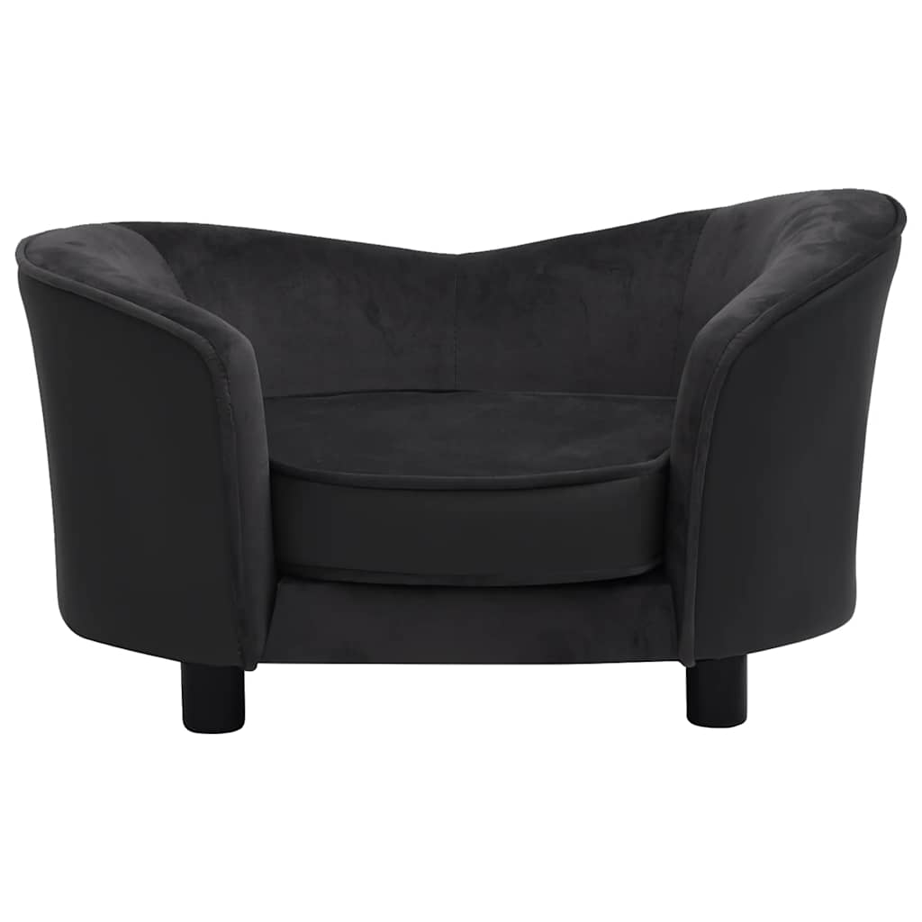 hundesofa 69x49x40 cm plys og kunstlæder sort