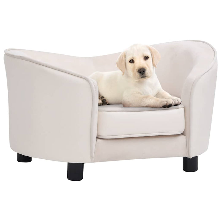 hundesofa 69x49x40 cm plys og kunstlæder cremefarvet