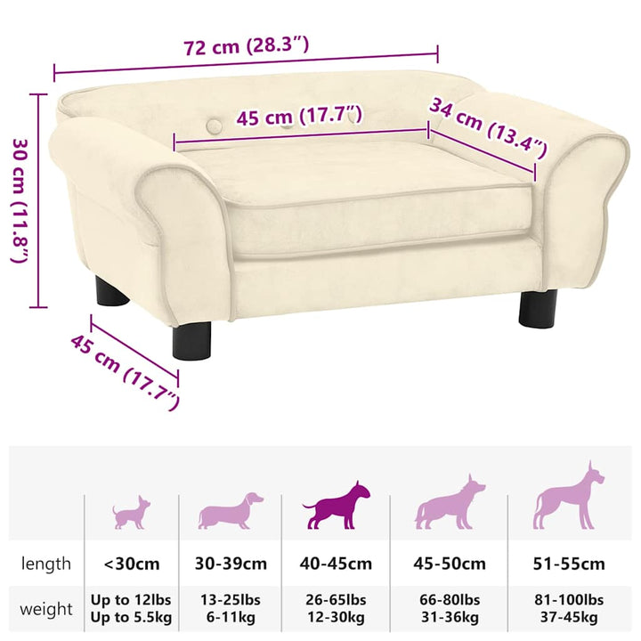hundesofa 72x45x30 cm plys cremefarvet