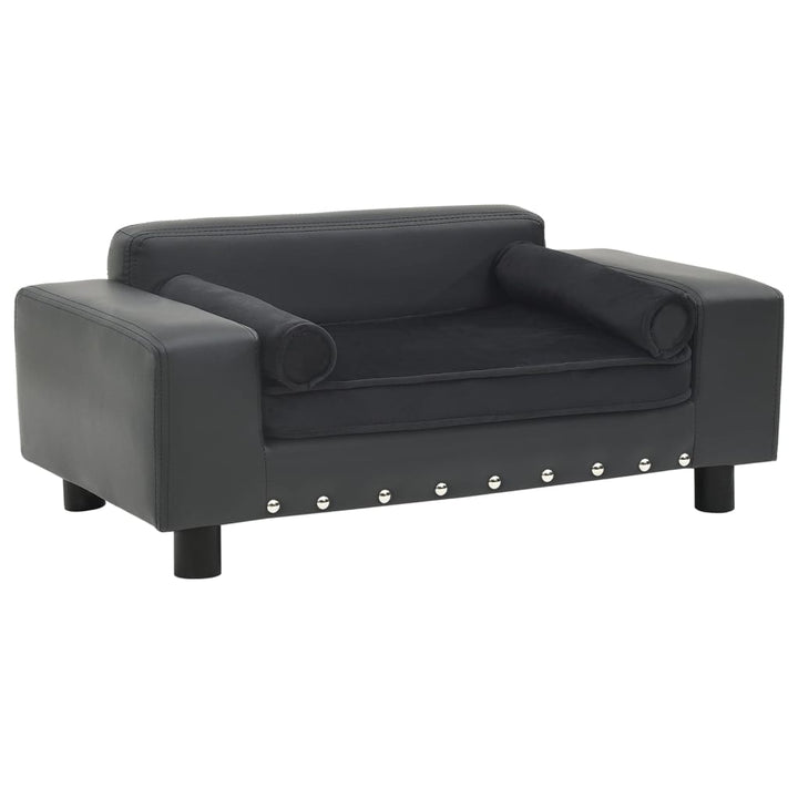 hundesofa 81x43x31 cm plys og kunstlæder mørkegrå