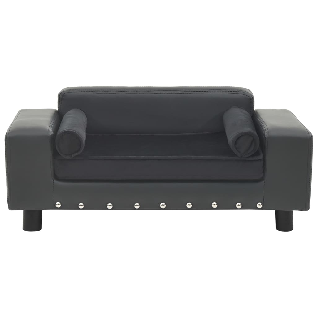 hundesofa 81x43x31 cm plys og kunstlæder mørkegrå