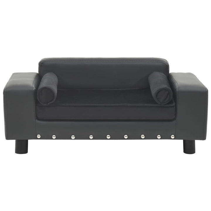 hundesofa 81x43x31 cm plys og kunstlæder mørkegrå