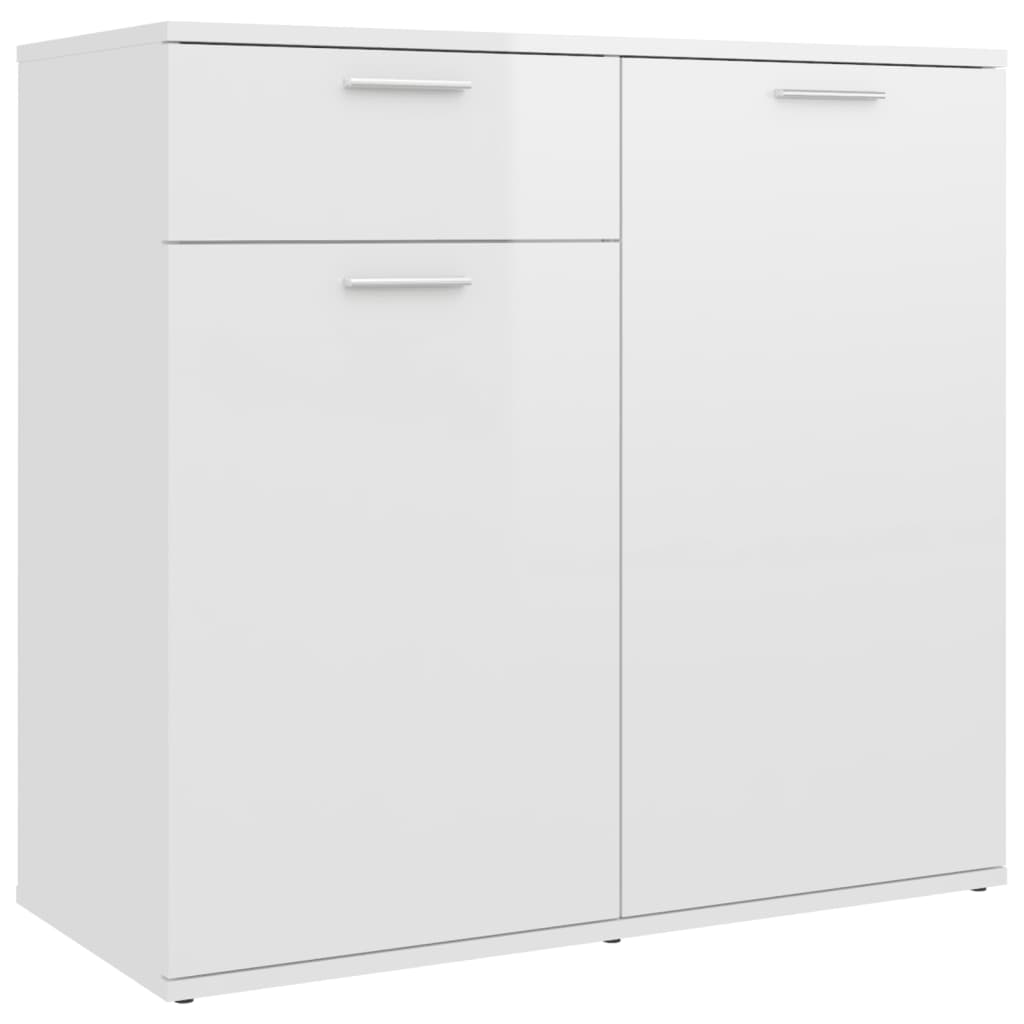 skænk 80x36x75 cm konstrueret træ hvid højglans