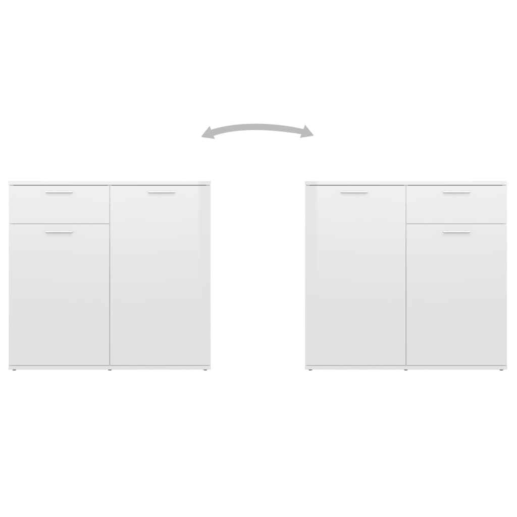 skænk 80x36x75 cm konstrueret træ hvid højglans