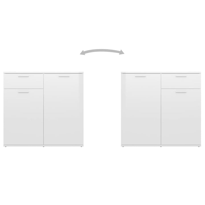 skænk 80x36x75 cm konstrueret træ hvid højglans