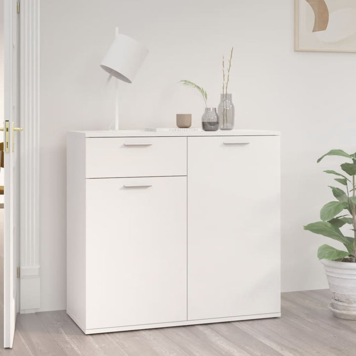 skænk 80x36x75 cm konstrueret træ hvid højglans