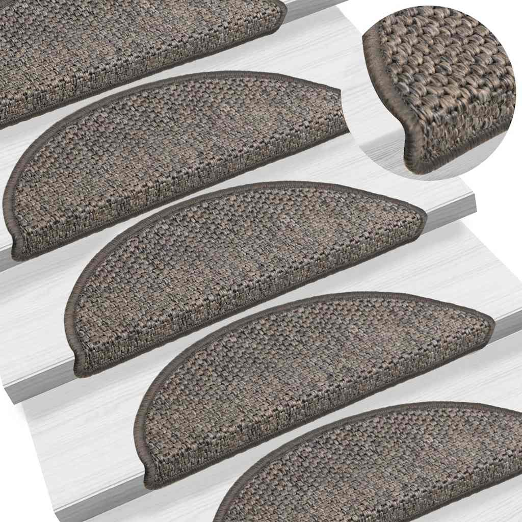selvklæbende trappemåtter 15 stk. 56x17x3 cm sisal brun-beige