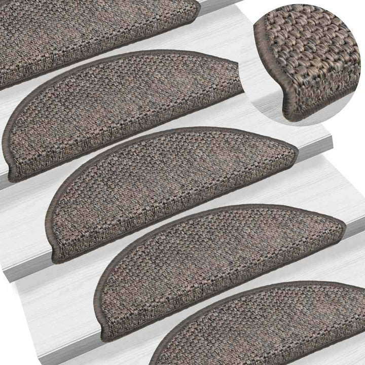 selvklæbende trappemåtter 15 stk. 56x17x3 cm sisal brun-beige