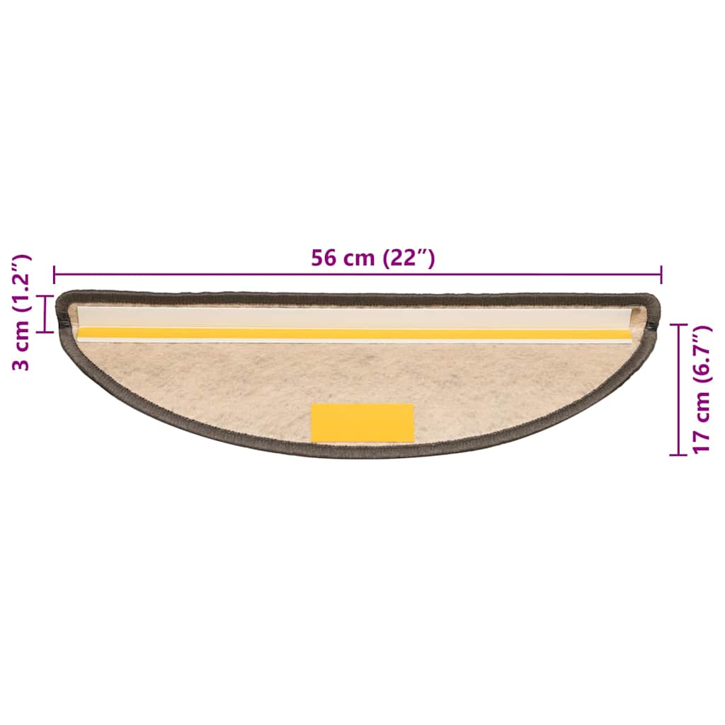 selvklæbende trappemåtter 15 stk. 56x17x3 cm sisal brun-beige