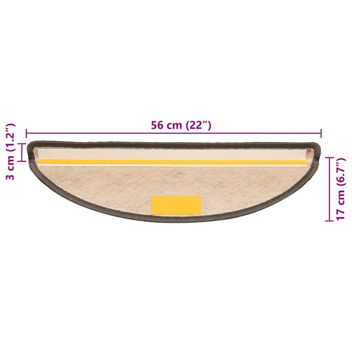selvklæbende trappemåtter 15 stk. 56x17x3 cm sisal brun-beige