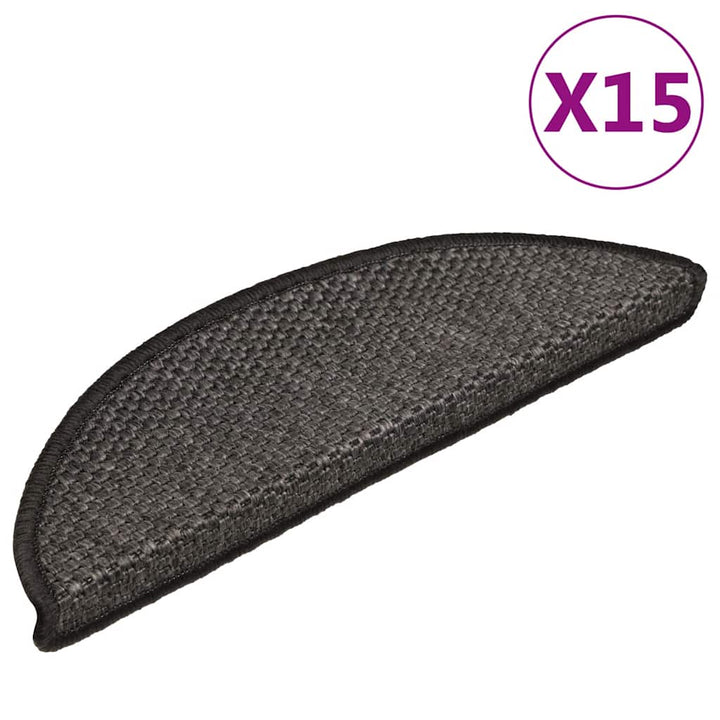 selvklæbende trappemåtter 15 stk. 56x17x3cm sisal-look antracit