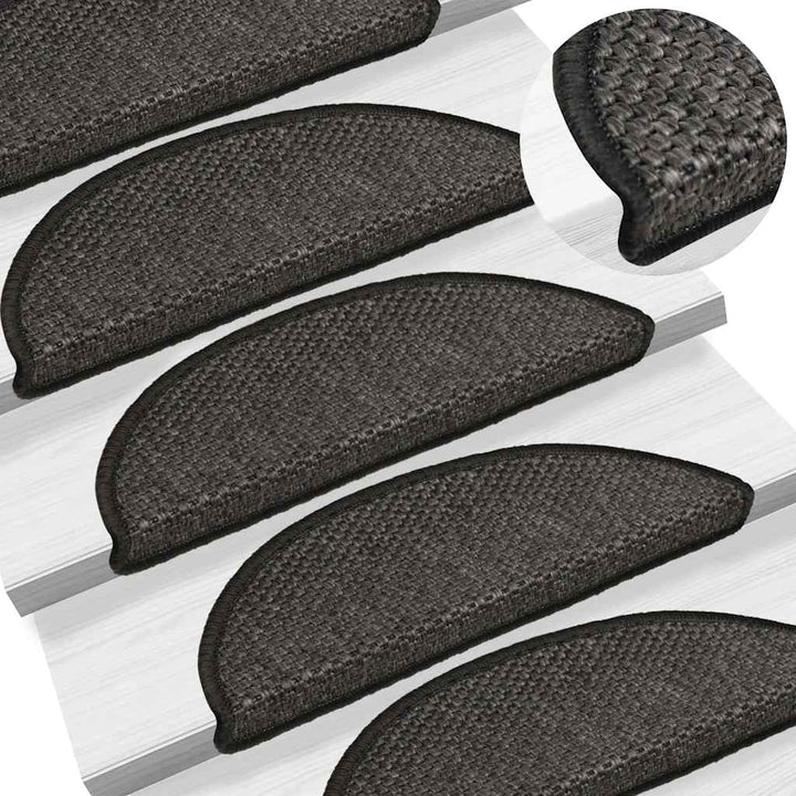 selvklæbende trappemåtter 15 stk. 56x17x3cm sisal-look antracit