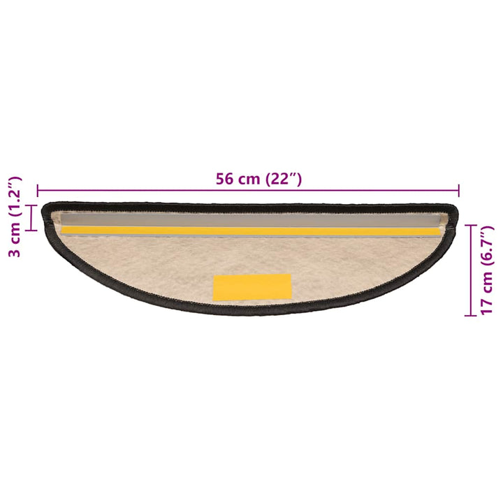 selvklæbende trappemåtter 15 stk. 56x17x3cm sisal-look antracit