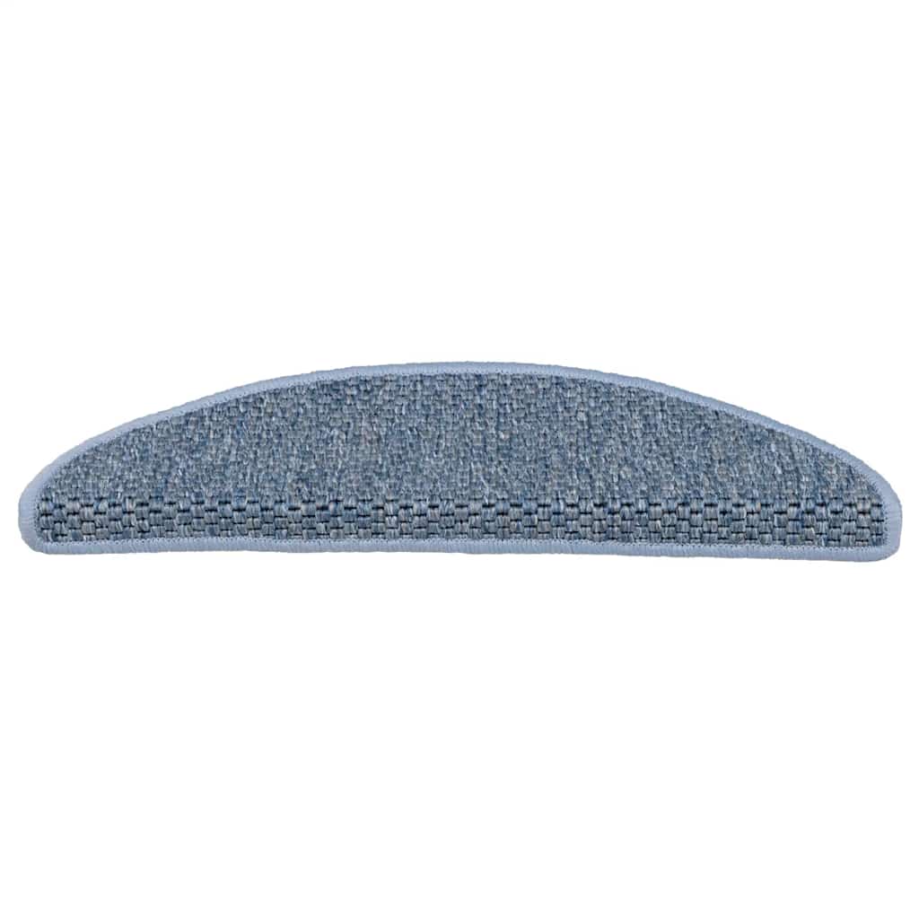 selvklæbende trappemåtter 15 stk. 56x17x3 cm sisal-look blå