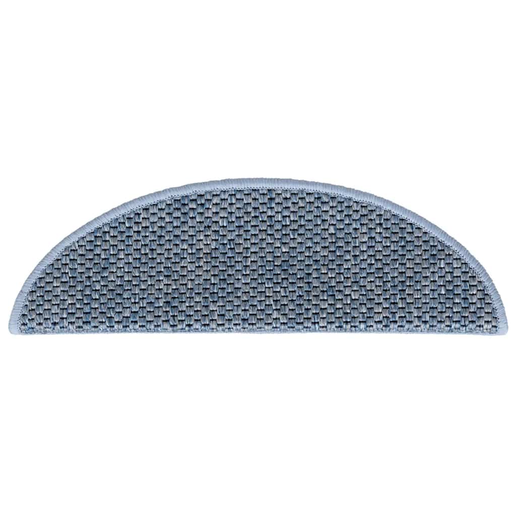 selvklæbende trappemåtter 15 stk. 56x17x3 cm sisal-look blå