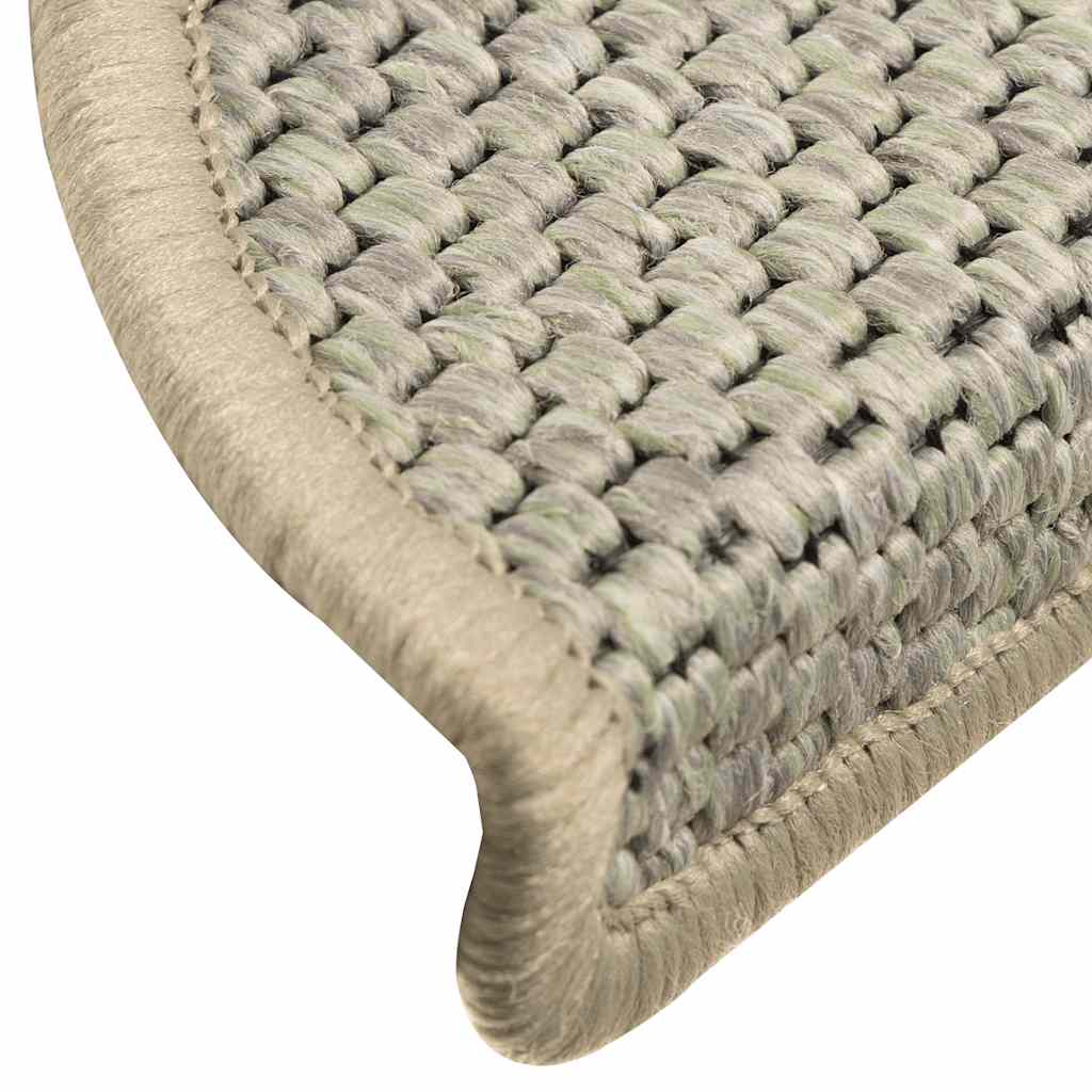 selvklæbende trappemåtte 15 stk. 56x17x3 cm sisal-look lysegrøn
