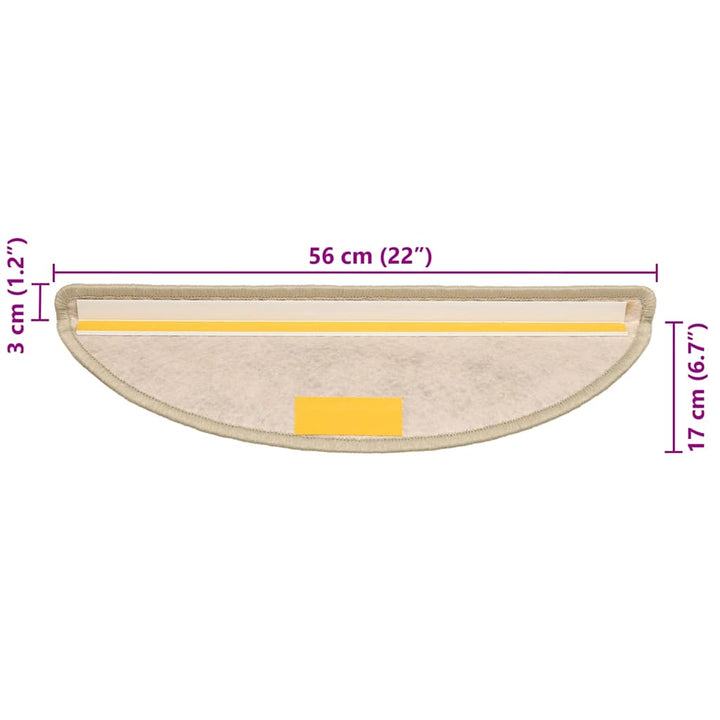 selvklæbende trappemåtte 15 stk. 56x17x3 cm sisal-look lysegrøn
