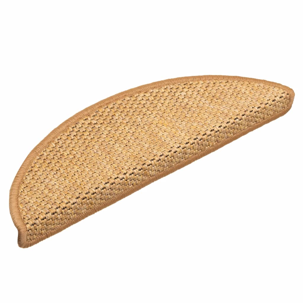 selvklæbende trappemåtter 15 stk. 56x17x3 cm sisalfarve