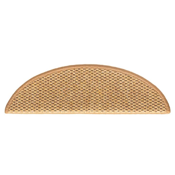 selvklæbende trappemåtter 15 stk. 56x17x3 cm sisalfarve