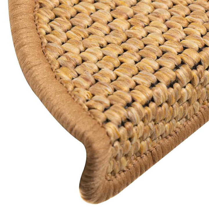 selvklæbende trappemåtter 15 stk. 56x17x3 cm sisalfarve