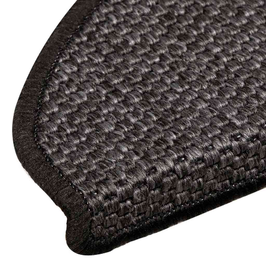 selvklæbende trappemåtter 15 stk. 65x21x4cm sisal-look antracit