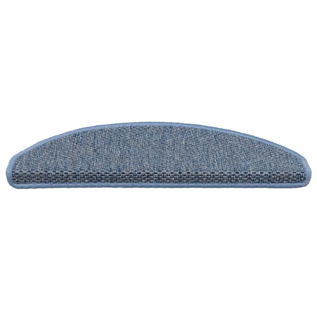 selvklæbende trappemåtter 15 stk. 65x21x4 cm sisal-look blå