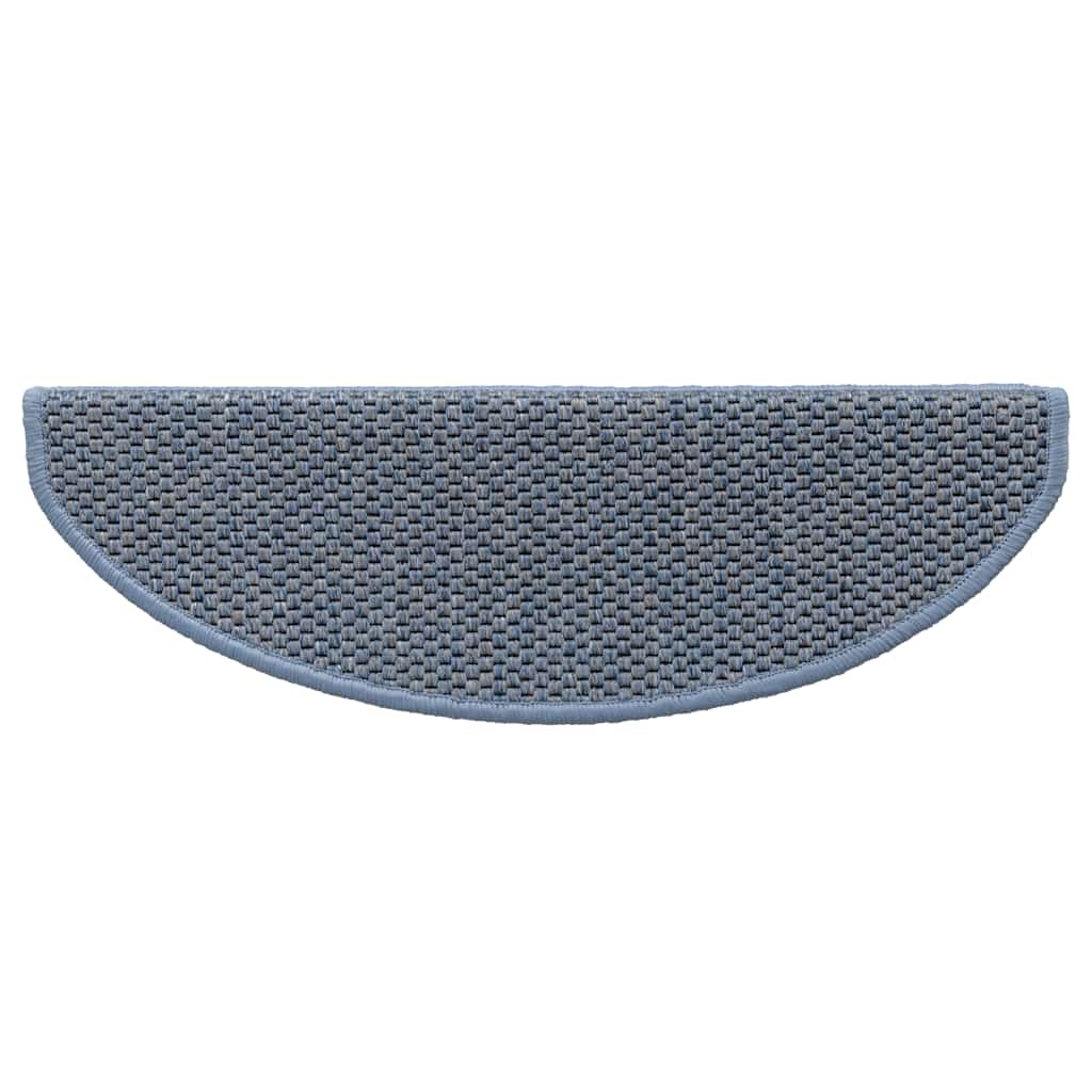selvklæbende trappemåtter 15 stk. 65x21x4 cm sisal-look blå