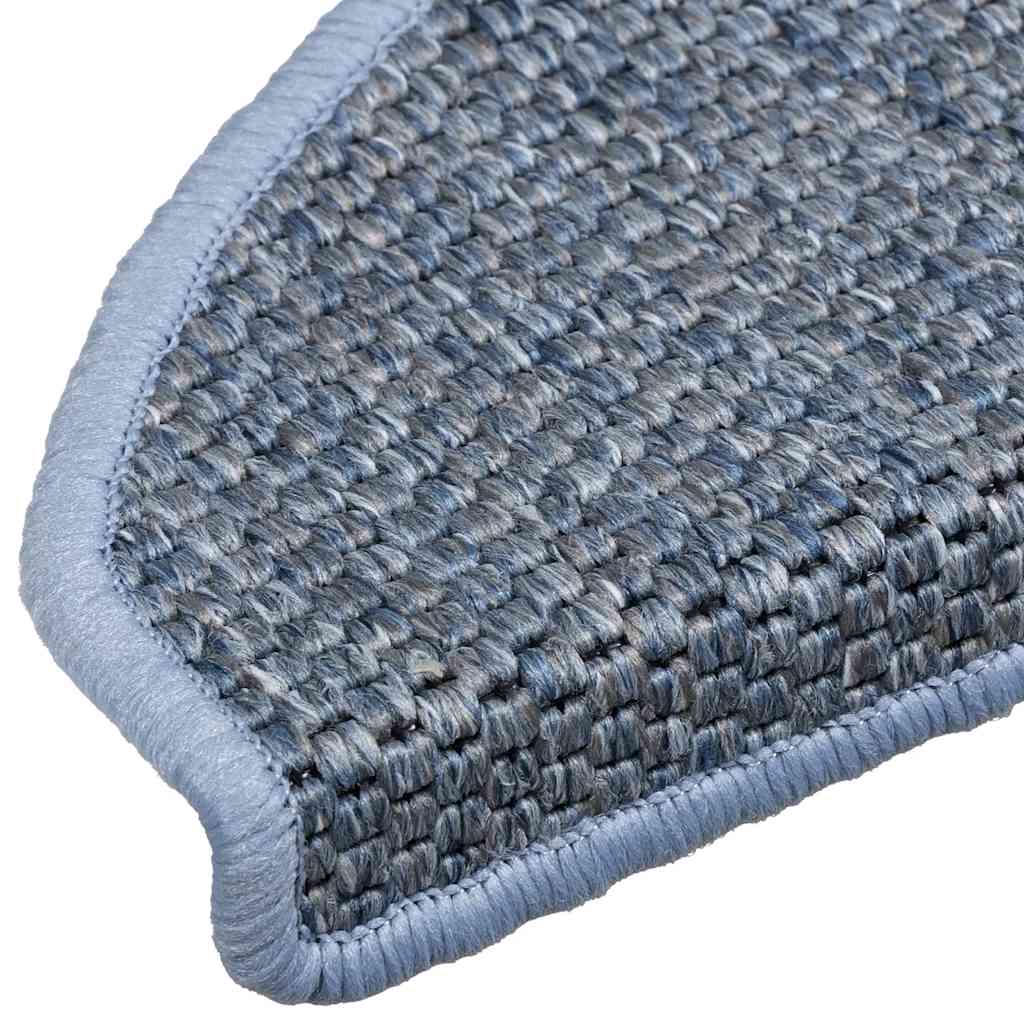 selvklæbende trappemåtter 15 stk. 65x21x4 cm sisal-look blå