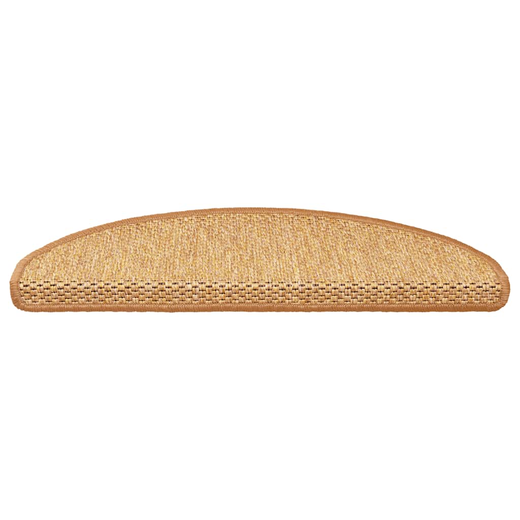 selvklæbende trappemåtter 15 stk. 65x21x4 cm sisalfarvet