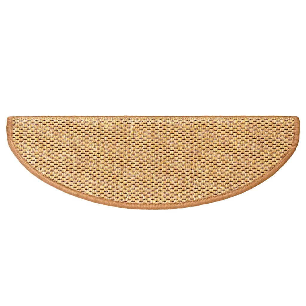 selvklæbende trappemåtter 15 stk. 65x21x4 cm sisalfarvet