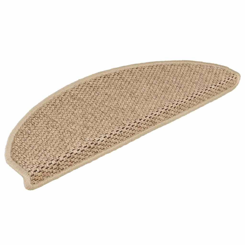 selvklæbende trappemåtter 15stk. 65x21x4cm sisal-look sandfarve