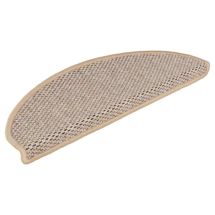selvklæbende trappemåtter 15stk. 65x21x4cm sisal-look lys beige