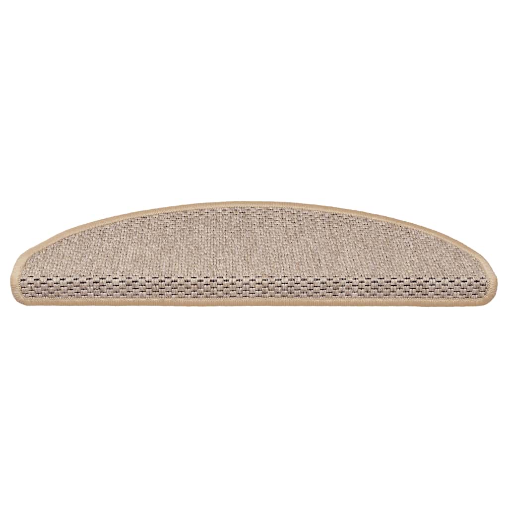 selvklæbende trappemåtter 15stk. 65x21x4cm sisal-look lys beige
