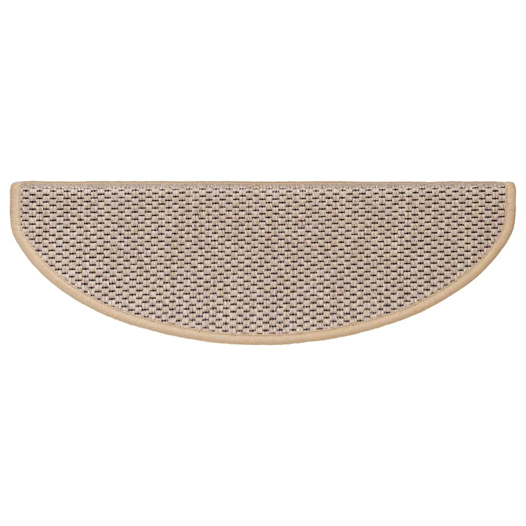 selvklæbende trappemåtter 15stk. 65x21x4cm sisal-look lys beige