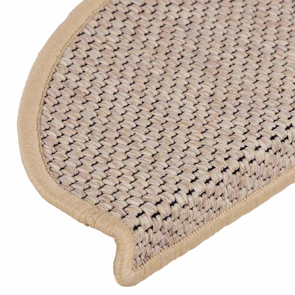 selvklæbende trappemåtter 15stk. 65x21x4cm sisal-look lys beige