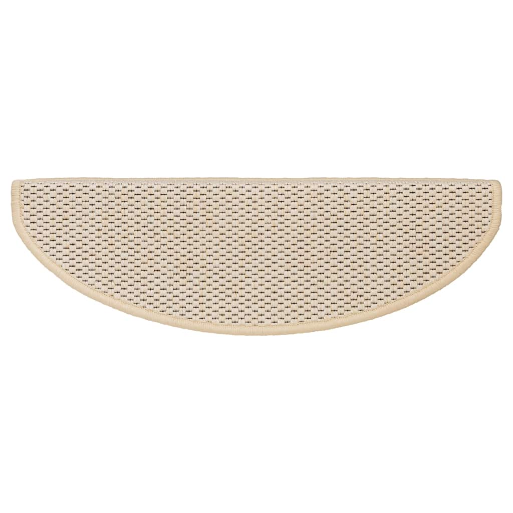 selvklæbende trappemåtter 15 stk. 65x21x4 cm sisal-look creme