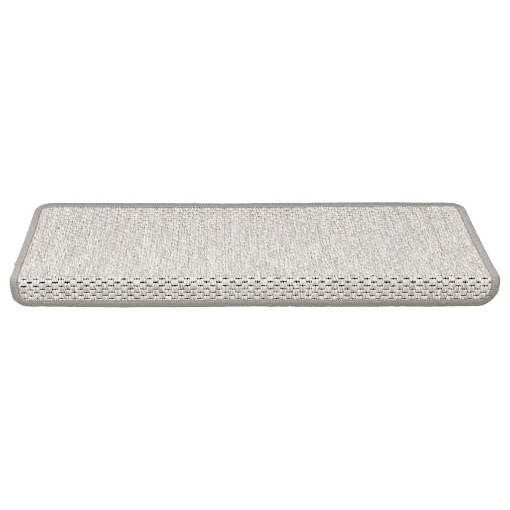 selvklæbende trappemåtter 15 stk. 65x21x4 cm sisal-look platina