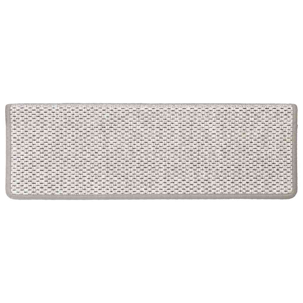 selvklæbende trappemåtter 15 stk. 65x21x4 cm sisal-look platina
