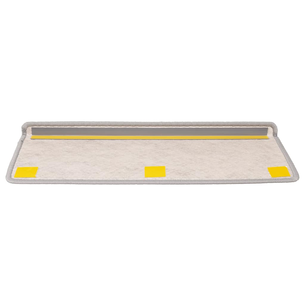selvklæbende trappemåtter 15 stk. 65x21x4 cm sisal-look platina
