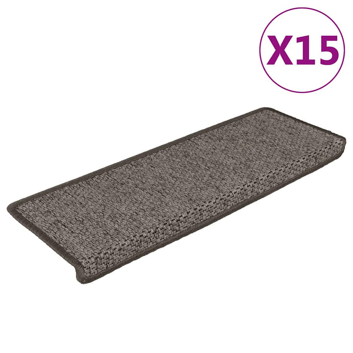 selvklæbende trappemåtter 15stk. 65x21x4cm sisal-look grå beige