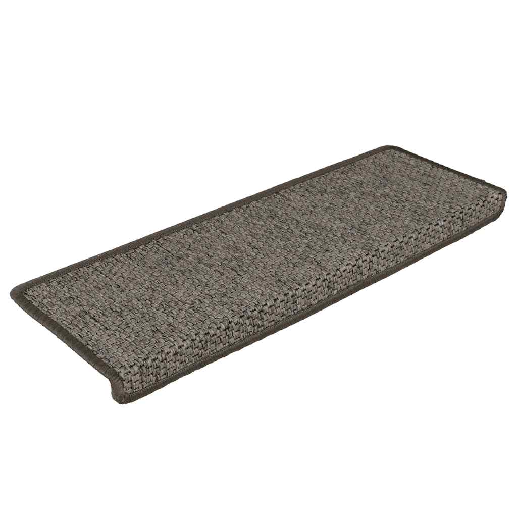 selvklæbende trappemåtter 15stk. 65x21x4cm sisal-look grå beige