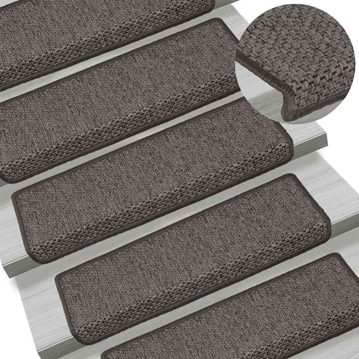 selvklæbende trappemåtter 15stk. 65x21x4cm sisal-look grå beige
