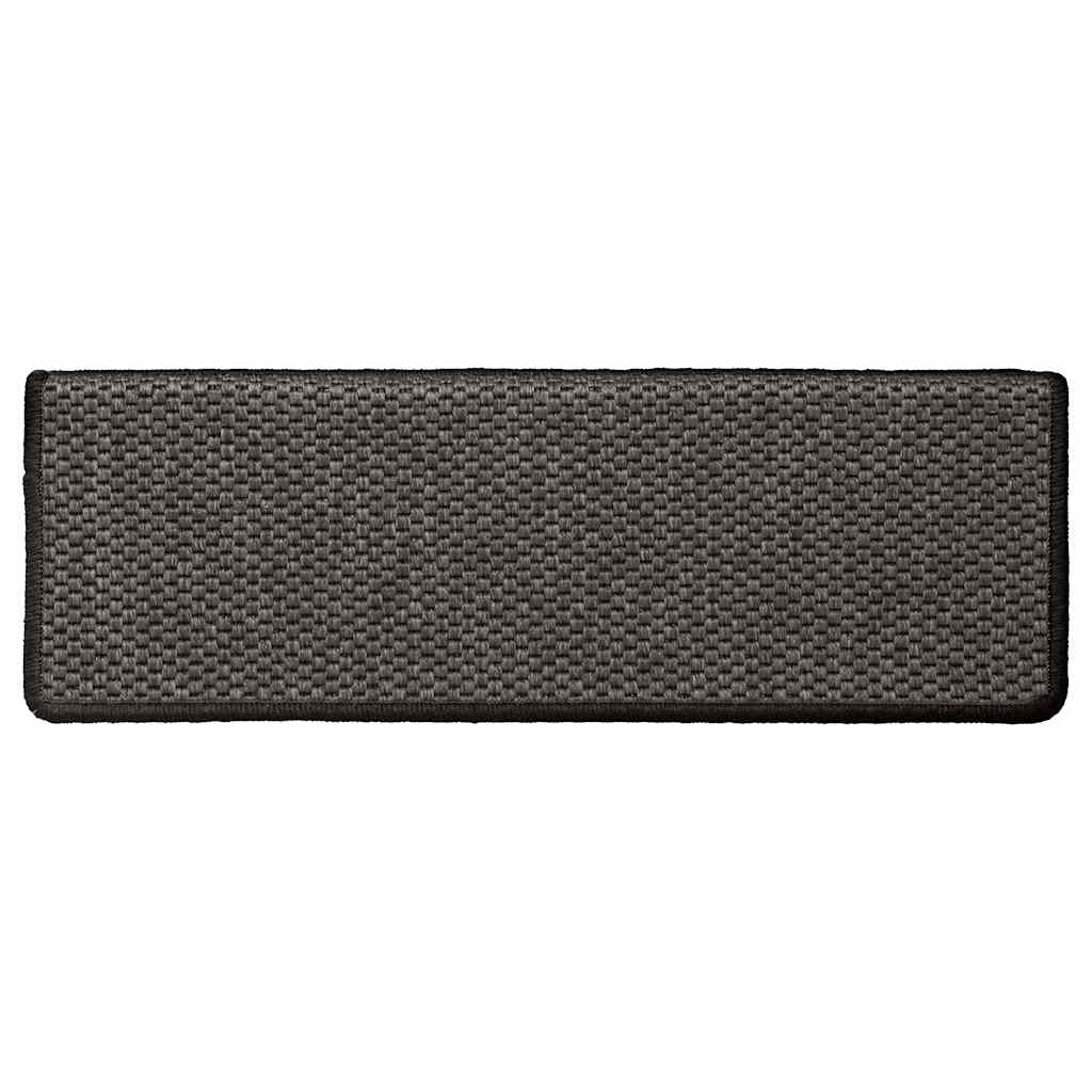 selvklæbende trappemåtter 15 stk. 65x21x4cm sisal-look antracit