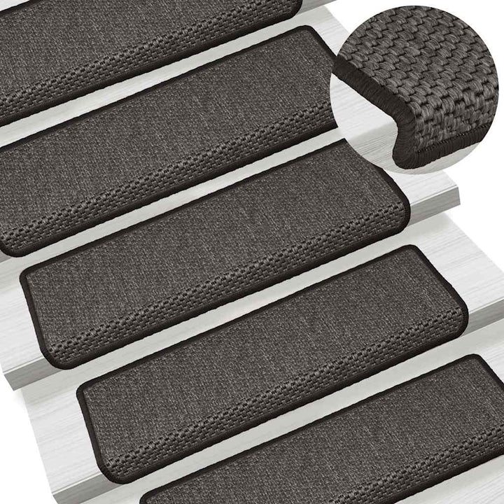 selvklæbende trappemåtter 15 stk. 65x21x4cm sisal-look antracit