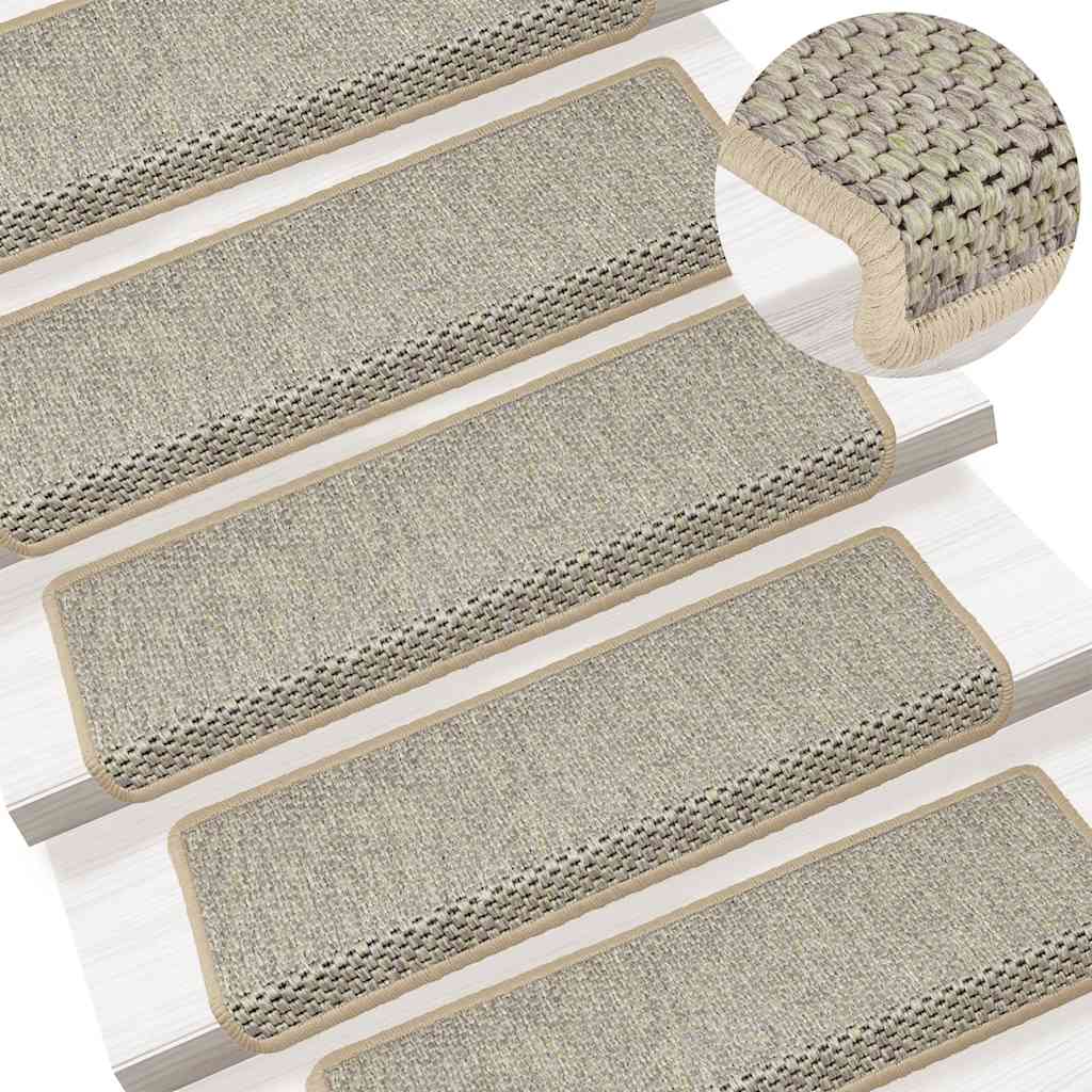 selvklæbende trappemåtter 15 stk. 65x21x4 cm sisal-look grøn